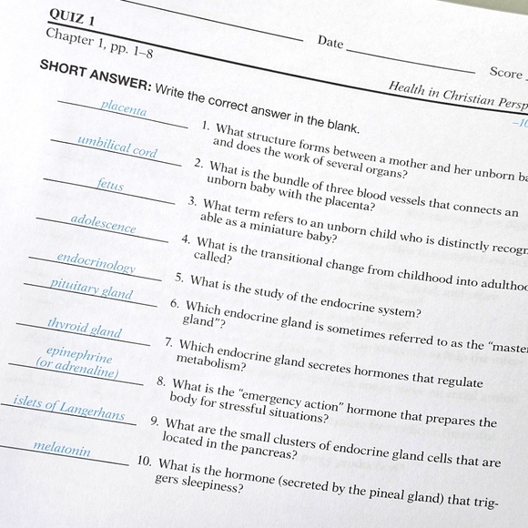 Abeka Health in Christian Perspective Quizzes/Tests Key, Grade 9, Second Edition - Picture 4 of 6